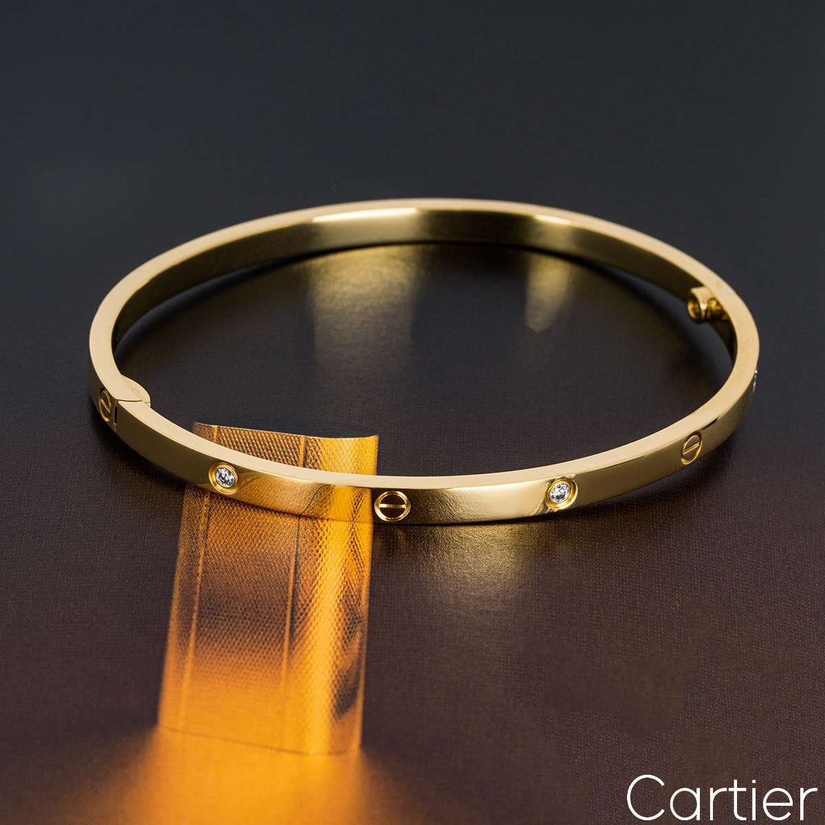 Cartier Yellow Gold Half Diamond SM Love Bracelet Size 17 B6047217 Cartier Yellow Gold Half Diamond SM Love Bracelet Size 17 B6047217